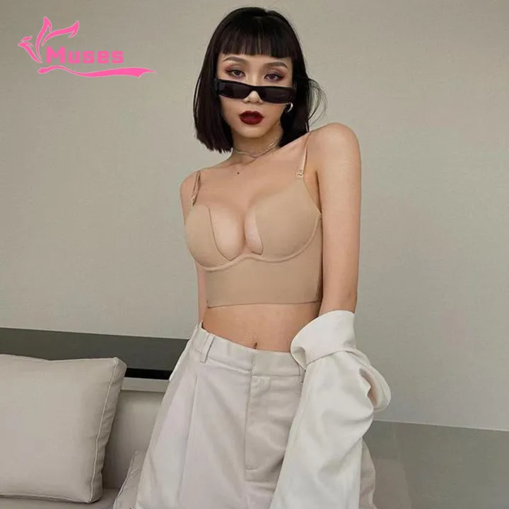 Muses%20Mall%20Women%20Bra%20Women%20Deep%20U%20Neck%20Bra%20Shaper%20Beauty%20Back%20Backless%20Push%20Up%20Spaghetti%20Straps%20Padded%20Brassiere%20U-shaped%20Front%20Bra%20-%20Image%2010