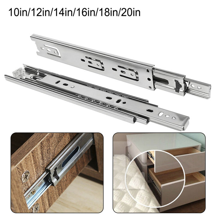 Drawer Slides Stainless Steel Hydraulic Damping Buffer Drawer Slide Silent ThreeSection