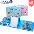 208 Pieces Colored Pencils Kit Brush Set Drawing Tools Painting Crayon Markers for Kids Kindergarten Supplies Set Children Painting Set Non-allergic Even Tetxure Eco-friendly Kids Mega Coloring Set for Kids. 