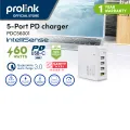Prolink PDC56001 60W 5-Port USB PD Desktop Charger with Intellisense. 