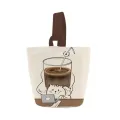 【ALLGOOD】Cartoon Printed Coffee Cat Bucket Bag Large Capacity Portable Lunch Pouch Fashion Canvas Handbag. 