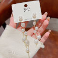 1Pair Simulation Pearl Long Earrings Love Heart Tassel Wedding Stud Earrings For Women Girl Fashion Korean Party Wedding Jewelry Gift. 