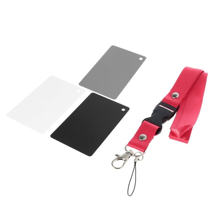 Digital Camera 3 Colors Small Size White Balance Cards With Neck Strap For Photo