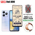 3 IN 1 Itel A90 4G Ceramic Tempered Glass for Itel A80 A70 A50 A50C A60 Camera Lens Glass Screen Protector and Back Film. 