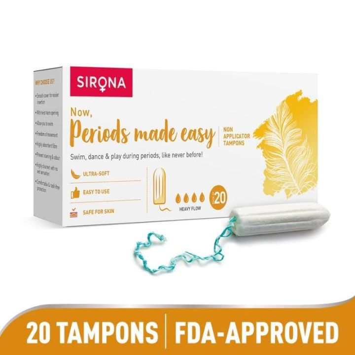 20Pcs Sirona Fda Approved Non Applicator Tampons For Heavy Flow, Ultra