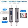 GOOJODOQ Card Reader Micro USB 2.0 Type C to SD Micro SD TF Adapter Accessories OTG Cardreader Smart Memory SD With Rope. 