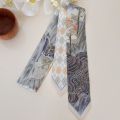 Flower Pattern Printing Hair Scarf Vintage Headband Soft Wrap Printing Hair Band Strap Chinese Style Satin Silk Printing Scarves Outdoor. 