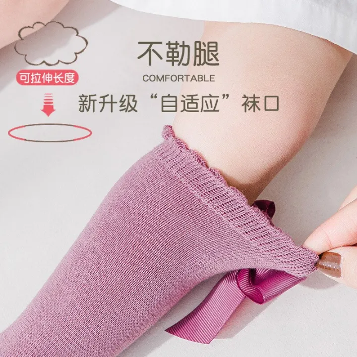 Girls%20Socks%20Bow%20Princess%20Socks%20Girls%20Baby%20Knee%20Socks%20Boneless%20Stitched%20Cotton%20Children%20Socks%20Baby%20Accessories%20-%20Image%202