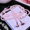 Pearl Necklace Earphone 3.5mm In-Ear Pink Rhinestone Necklace Jewelry Beads Earphones with Mic for Samsung Xiaomi Brithday Girls Gifts. 