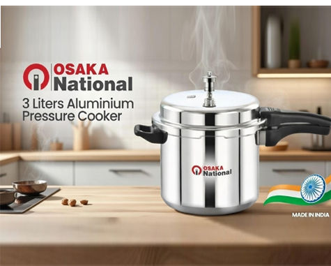 Osaka National Pressure Cooker Indian 5.0 Litrs & 3.0 Litrs Aluminum Body