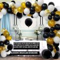 Black and Gold Balloon Garland Arch Kit 110 Pcs Gold and Black White Balloons with 16Ft Balloon Strip and 100pc Dot Glue with Confetti Balloons. 