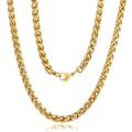 Glamon Spiga Wheat Chain Keel Link mens necklace high quality gold plated stainless steel choker gold chain for men Fashion Jewellery Necklace For Men Mala boys. 