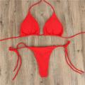 Adjustable Bikini swimsuit Quick-dry Split swimsuit Solid color Two-piece bikini Lace-up design Three-point Lace-up bikini for. 