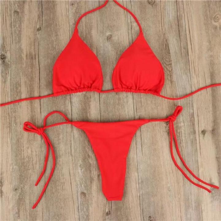 Adjustable%20Bikini%20swimsuit%20Quick-dry%20Split%20swimsuit%20Solid%20color%20Two-piece%20bikini%20Lace-up%20design%20Three-point%20Lace-up%20bikini%20for%20-%20Image%205