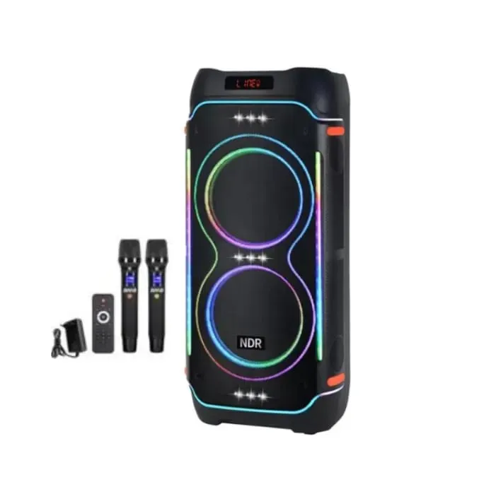 NDR-1808 100W High Power Portable Party Bluetooth Speaker Dual Wireless Microphone Built-in Batteryttery