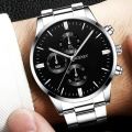 New LX217 Stainless Steel Luxury Men Watch Quartz Analog Business Chain Casual Wrist Dial GenX Watches For Boys Gents Silver Mix. 