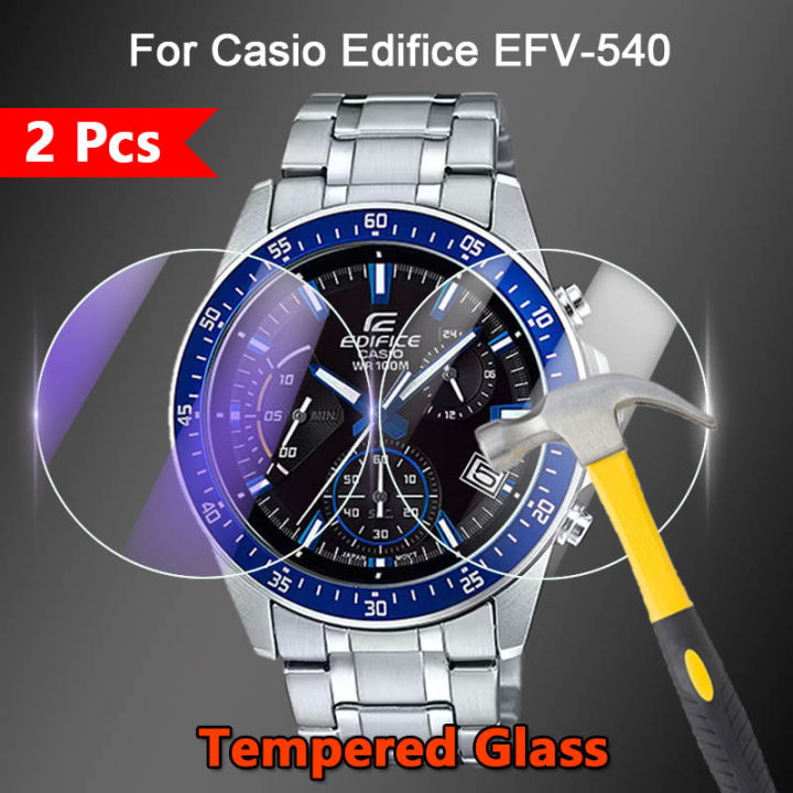 2Pcs For Casio Edifice EFV-540 Smart Watch 2.5D Ultra Slim HD Clear / Anti Purple Light 9H Tempered Glass Screen Protector Film