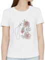 Minimal Print 100% Cotton Girls Women's Ladies T shirts Girls Cute Line Art Easthetic Minimalist Girl Floral Print T-shirt Top Casual Tshirt. 