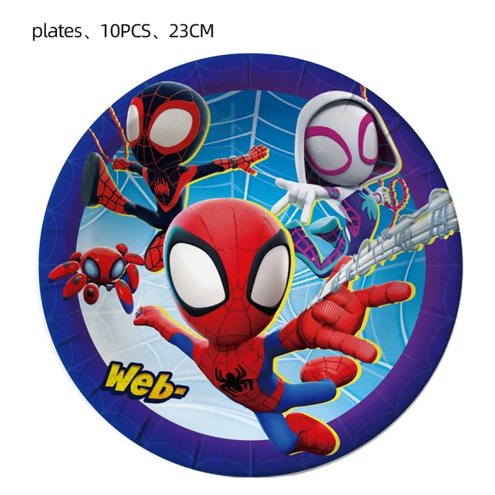 Spidey%20And%20His%20Amazing%20Friends%20Party%20Decoration%20Spiderman%20Birthday%20Theme%20Tableware%20Paper%20Plates%20Balloons%20Baby%20Shower%20-%20Image%205