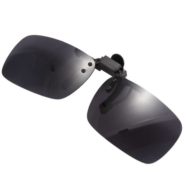 Polarized%20Rimless%20Rectangle%20Gray%20Lens%20Flip%20Up%20Clip%20on%20Sunglasses%20Eyeglass%20-%20Image%204