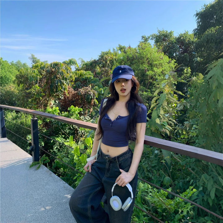 RIVA%20%20Hot%20Girl%20Short%20Tight-Fitting%20Crop%20Top%20Short-Sleeve%20T-Shirt%20For%20Women,%20Summer%20Slim-Fit%20Versatile%20Women'S%20Top%20-%20Image%204