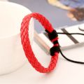 Punk Braided Leather Bracelet Black Adjustable Bangle Cuff Rope For Fashion Jewelry. 