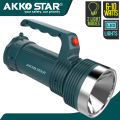 AKKO STAR AK87290 LED Rechargeable Torch Long Battery Life 8W+12W White IP65 Rechargeable Flashlight. 