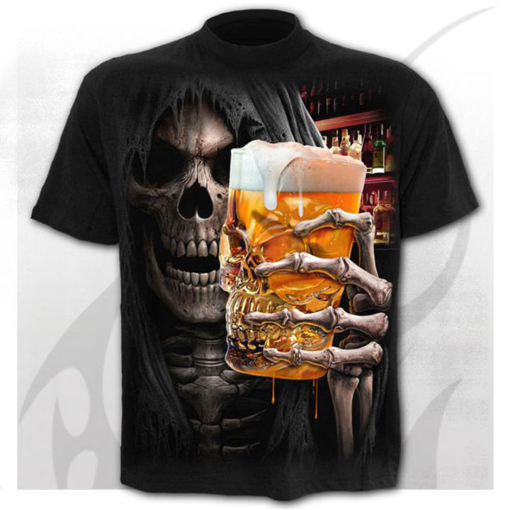 Scary Skull Men's T-Shirts Men's Punk 3D Shirts Summer Fashion Tops O-neck t-shirt clothing large size streetwear Tshirt for men