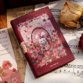 Blank Page Notebook Beautiful A7 Size Rose Manor Diary Portable Sweet Pink Notepad for Student Diary Writing Portable Use. 