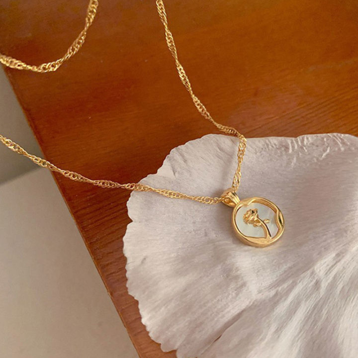 Vintage%20Korean%20Style%20Rose%20Flower%20Pendant%20Necklace%20Light%20Clavicle%20Chain%20YUNSHUO%20-%20Image%205