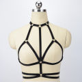 White Polyester Harness Crop Top Lingerie Bondage Harness 90's Open Chest Cage Bra Harajuku Style Wedding Garters O0555. 