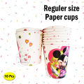 Minnie Mouse Theme Party tableware supplies Paper cups, Plates, Straws, Napkins. 
