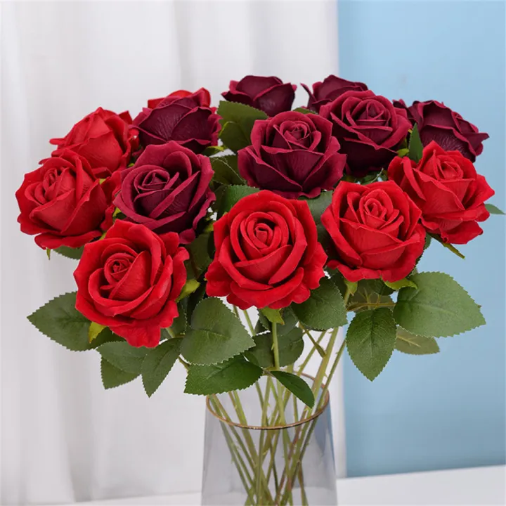 Rose%20flower%20design%20Artificial%20flowers%20bouquet%20Lifelike%20Silk%20material%20Red%20color%20Red%20silk%20rose%20flower%20Bouquet%20arrangement%20/faux%20-%20Image%204