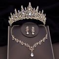 Baroque Fashion Bridal Jewelry Sets Luxury Crown Earrings Choker Necklace Set Women Wedding Dress Tiaras Bride Jewelry Set. 