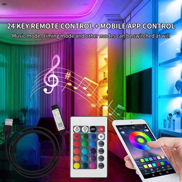 3m USB RGB LED Strip Light 5V SMD 2835 Smart APP Control Bluetooth ...