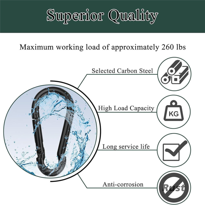 100Pcs%20Spring%20Snap%20Hooks,%20M6%202.36%20Inch%20Blcak%20Small%20Carabiner%20Clip%20-%20Image%204