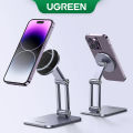 UGREEN Magnetic Phone Stand for Desk Cell Phone Holder Adjustable for iPhone 14 13 12 Pro Max 11 XS , Nintendo Switch, Aluminum Metal Desktop Phone Stand. 