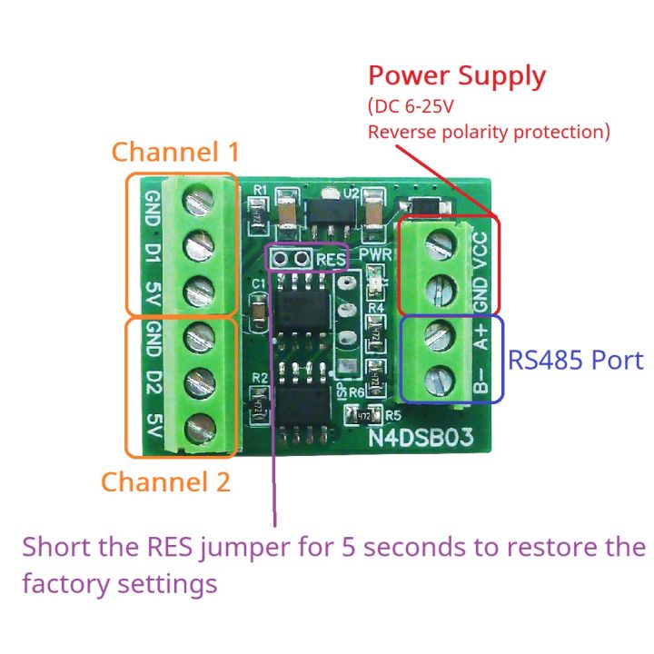 Sensor Input Module 2ch HMI PLC Analog Input Remote IO Module 2CH RS485 Modbus -55 to +125C ...