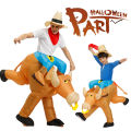 New Cosplay Bull Halloween Christmas Suit Party Costume Inflatable Suit For Adult Kid  W/ Hat Air Mini Fan. 
