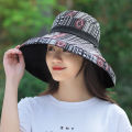 Reversible Fisherman Hat Sun Hat Female Summer Uv Protection Face Cover Sun-Proof Hat Outing and Biking Big Brim Sun Hat. 