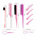 10Pcs Braid Tool Plastic Hair Styling Comb Set New Rat Tail Combs Teasing Hair Brush Edge Brush Hair Tail Tools Triple Teasing Comb. 