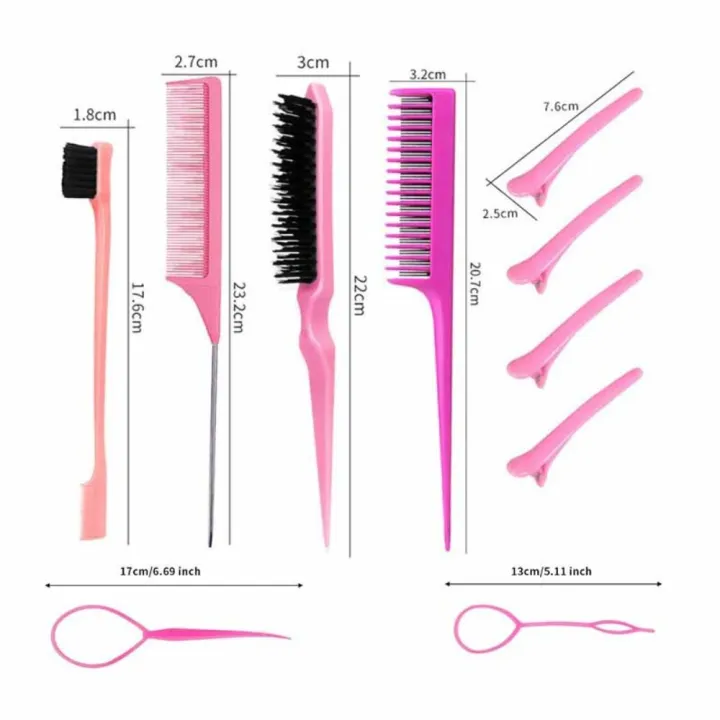 10Pcs%20Braid%20Tool%20Plastic%20Hair%20Styling%20Comb%20Set%20New%20Rat%20Tail%20Combs%20Teasing%20Hair%20Brush%20Edge%20Brush%20Hair%20Tail%20Tools%20Triple%20Teasing%20Comb%20-%20Image%202