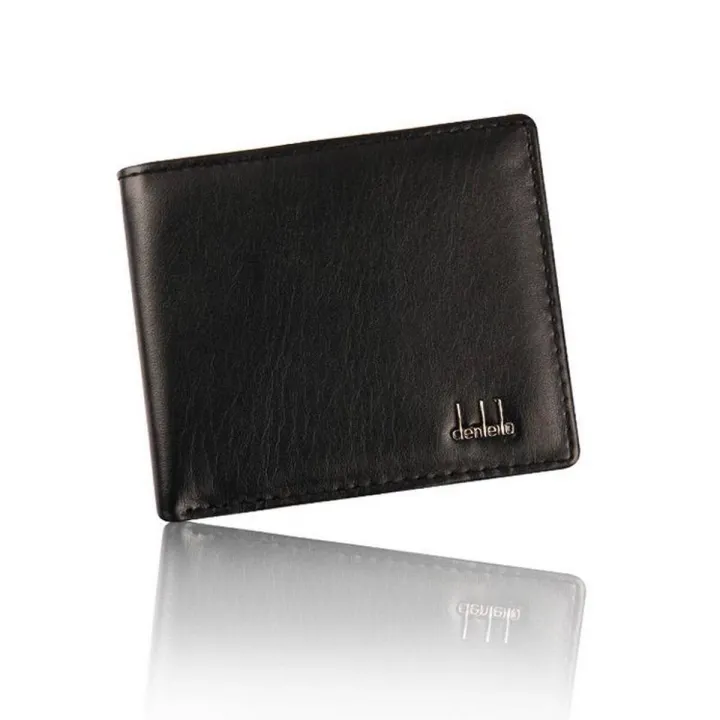 Men Vintage Cow Leather Casual Elegant Black Wallet Purse With Standard Holders