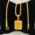 Gold Plated Rope Chain & Box Ancor Pendant 18 Inch / 24 Inch Long Guaranteed Stainless Steel Gold Plated Luxury Necklace Kaba Jewelry Lightweight Link warranty sunny Style Men Fashion Party FREE GIFT BOX RG-C. 