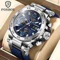 FOXBOX Original Watch For Men LED Waterproof Sport Electronic Luminous Quartz Silicone Wristwatch Date Alarm LIGE Men Watches. 