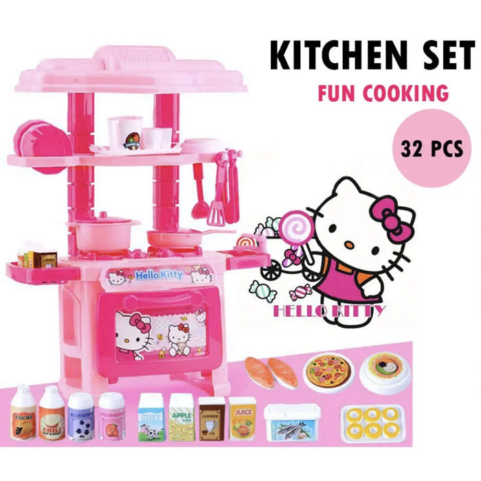 2024 32Pcs New Kids Kitchen Set Children Kitchen Toys Large Simulation Model Colour full Play Educational Toy for Girl Baby Daraz.lk
