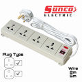 Sunco electric 4 Way Extension Wire cord (2M/5M) Multi Plug,Trailing Socket/wire Code (5A). 