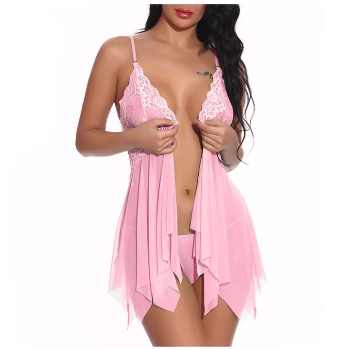 Women%20Night%20Dress%20Lingerie%20Front%20Closure%20Transpareneisure%20time%20t%20Lace%20Underwear%202024%20Floral%20Sleepwear%20Woman%20Nightie%20-%20Image%204
