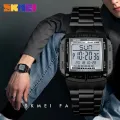Skmei Men's Wristwatch 30M Waterproof Sport Wrist Watch Square Dial Stainless Steel Band Man Watch 1381. 