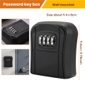 Key Box Wall Mounted Mini Key Safe Outdoor Key Box with Resettable 4-Digit Numeric Code Waterproof Key Box (Black). 